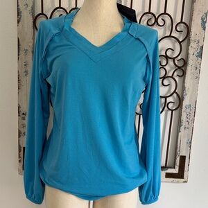 Aqua V-Neck Long Sleeve Sweatshirt